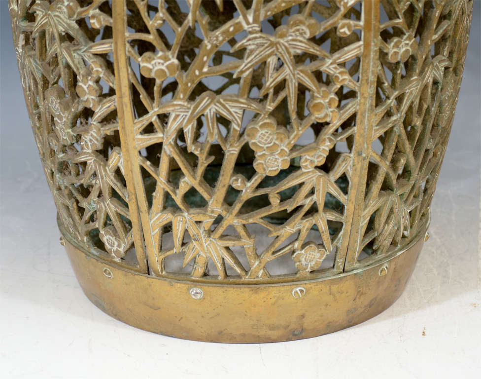 American Vintage Asian-Inspired Garden Stool W/ Bird and Bamboo Motif