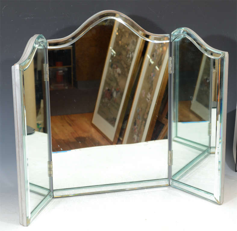 Vintage Hollywood Regency Tri Fold, Antique Vanity Tri Fold Mirror