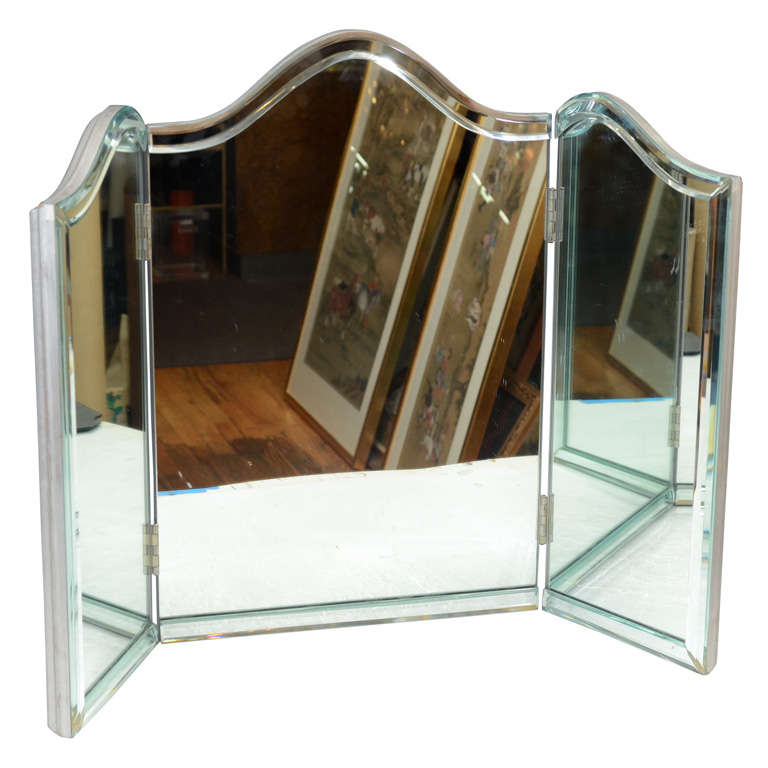 Vintage Hollywood Regency Tri Fold, Tri Fold Mirror For Vanity