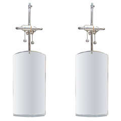 A Midcentury Pair of Karl Springer Table Lamps with Clear Lucite Bodies