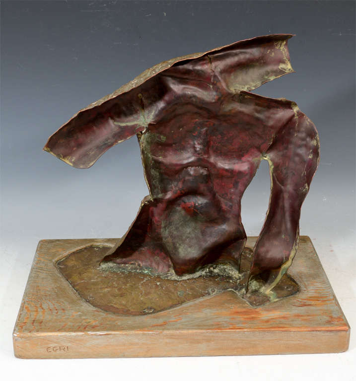 Wood Mid Century Figural Sculpture by Noted Taos Artist Ted Egri