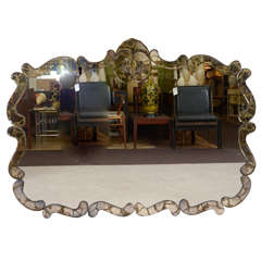 Large Mid Century Mirror with Mirrored Frame and Gold Detailing 2