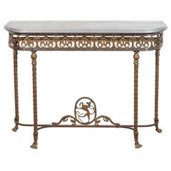 Art Deco Bronze and Iron Console Table Attributed to Oscar Bach
