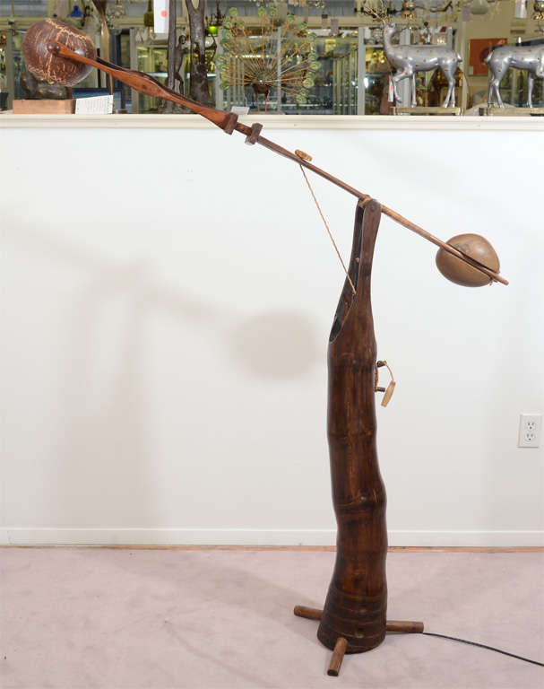 Mid Century Adjustable Artist Signed "Tropical" Floor Lamp