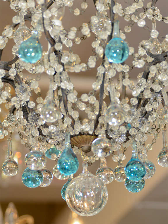 chandelier with blue crystals