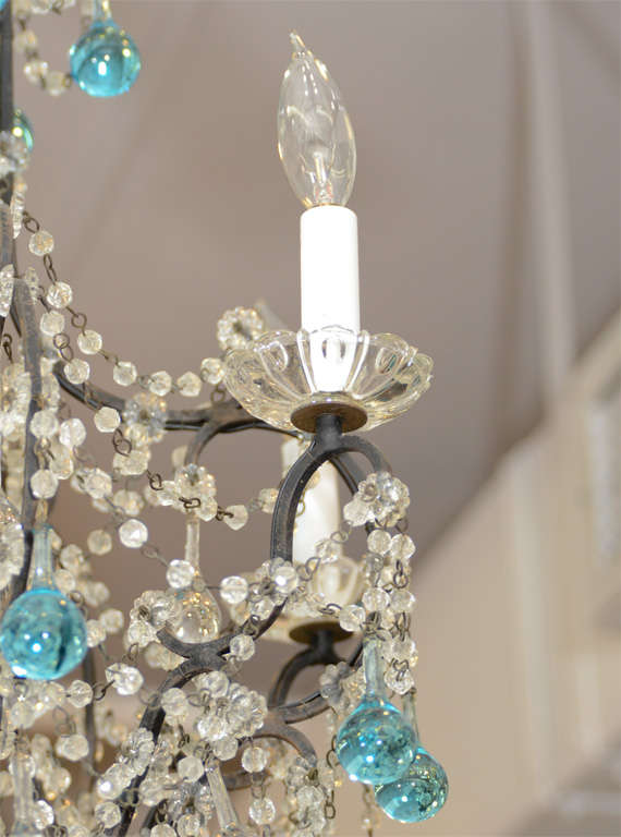 Vintage French Crystal Chandelier With, Magnetic Crystals For Chandeliers Blue