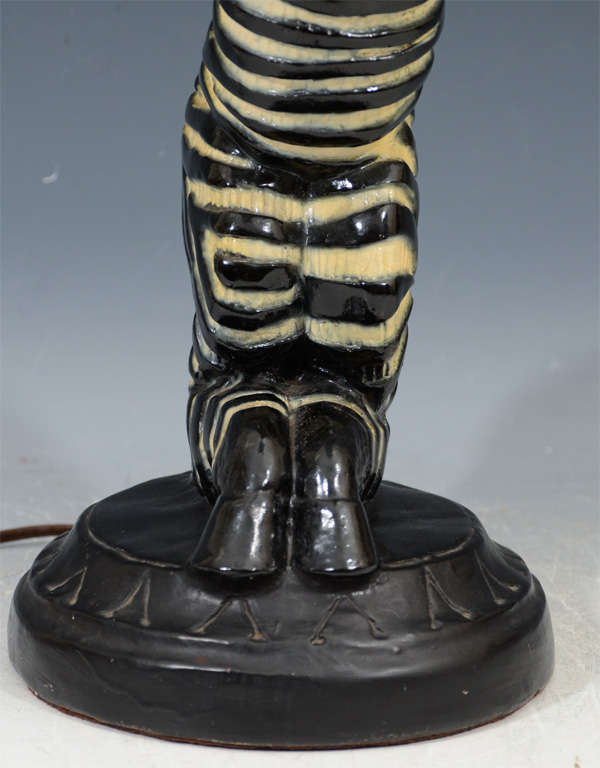 Pair Mid-Century Italian Hand-Painted Plaster Zebra Table Lamps 1