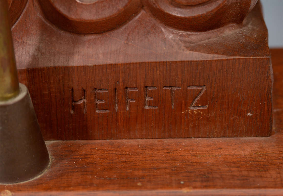 Art Deco Carved Wood Figural Lamp by Heifetz 2