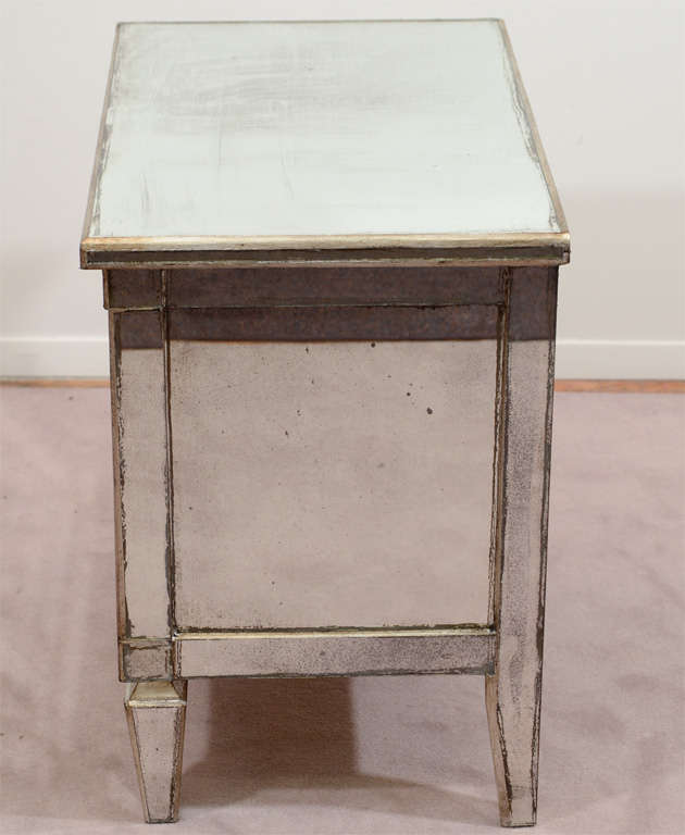 Pair of Vintage Mirrored Nightstands w/ SilverLeafed Wood Trim at 1stdibs