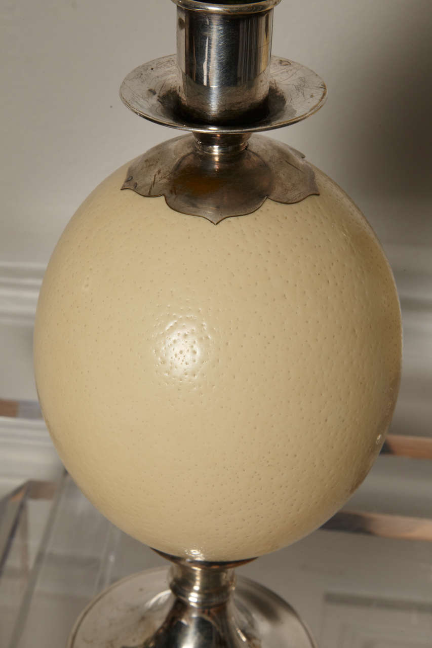 French Nice Pair Of Ostrich Egg Candlestick