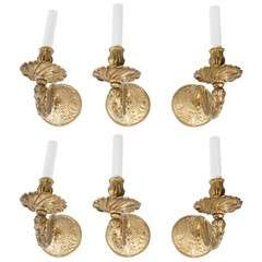 6 Gilt-Metal Neoclassical Style Wall Sconces