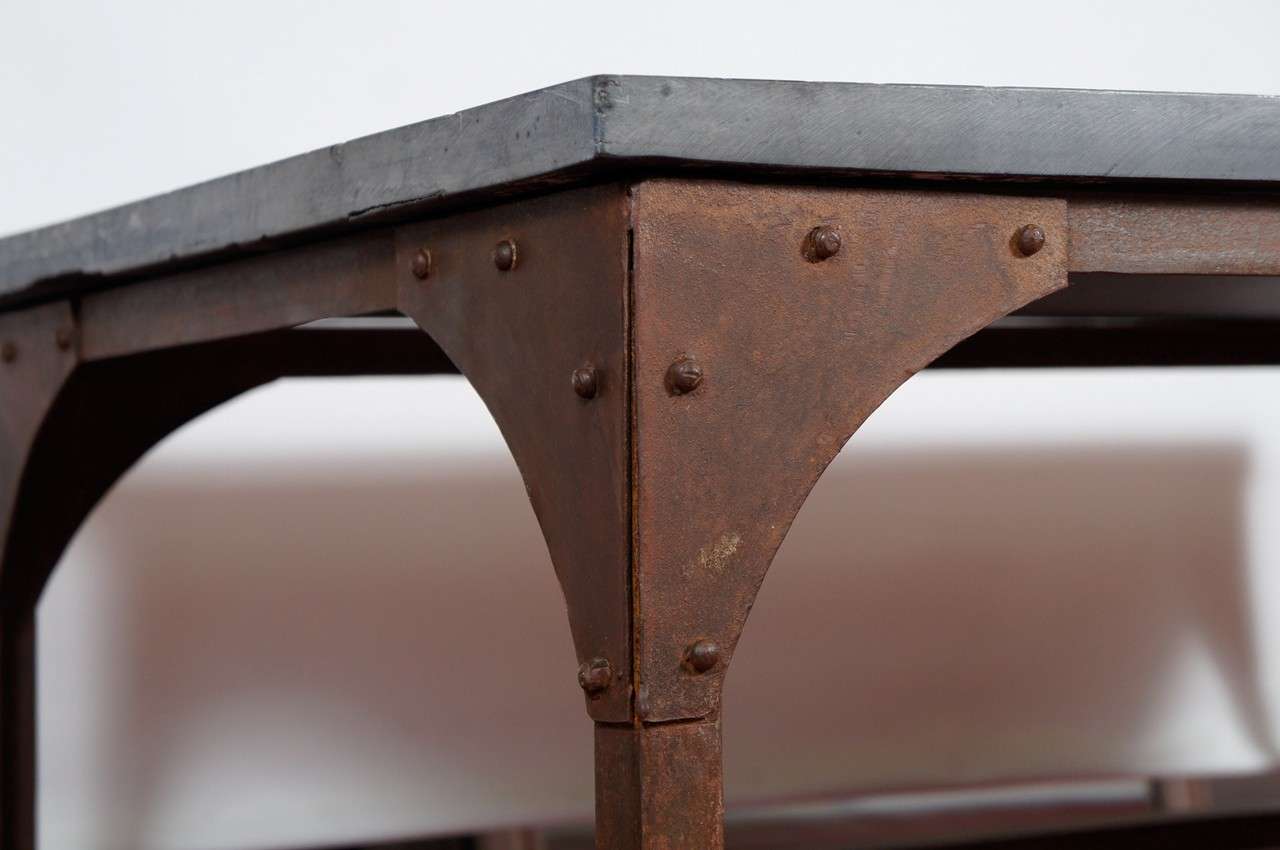 Industrial Belgian Blue Stone & Iron Coffee Table 1