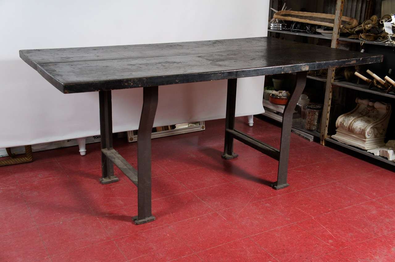 Large Industrial Work Table For Sale at 1stdibs