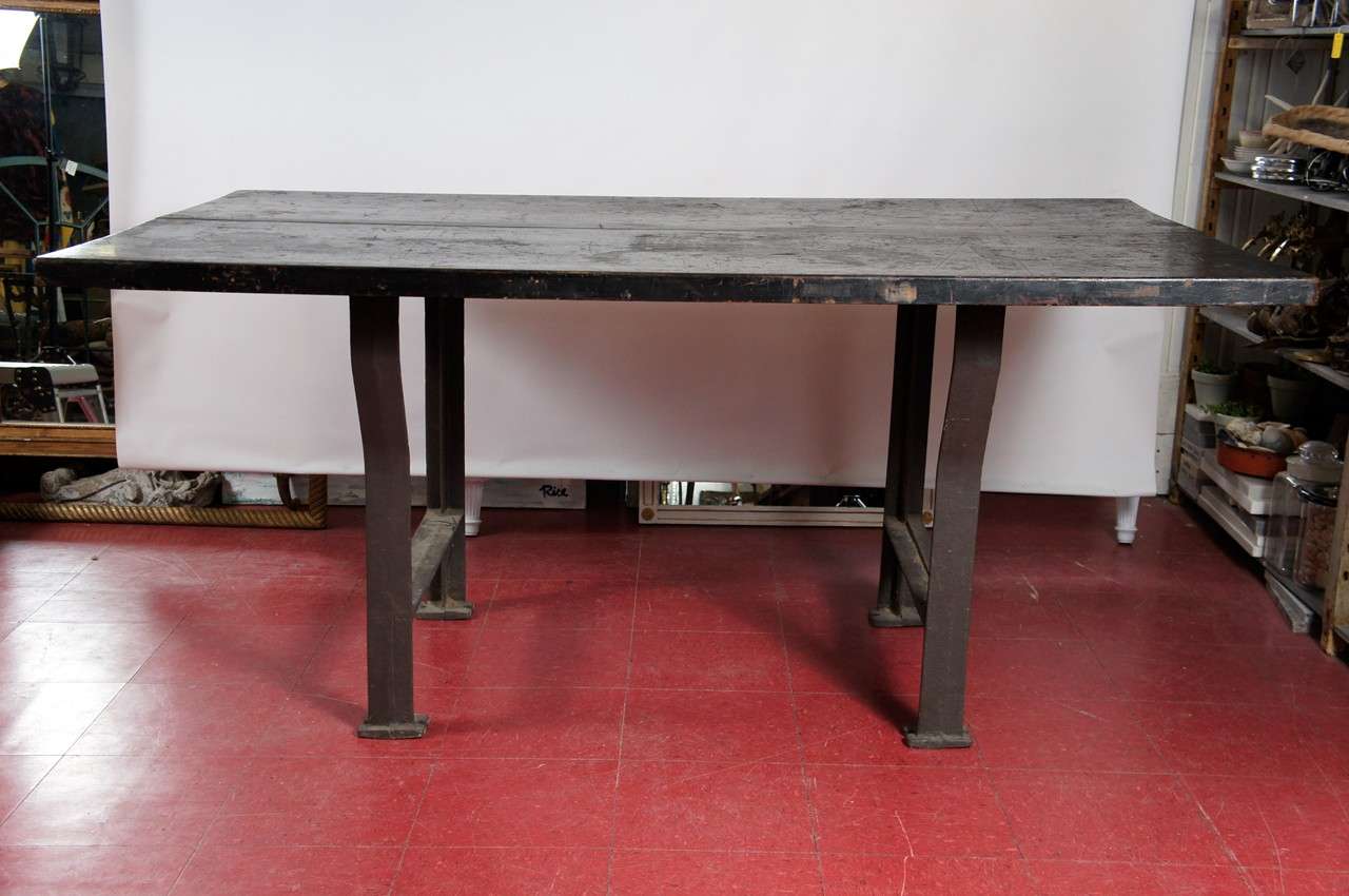Large Industrial Work Table For Sale at 1stdibs