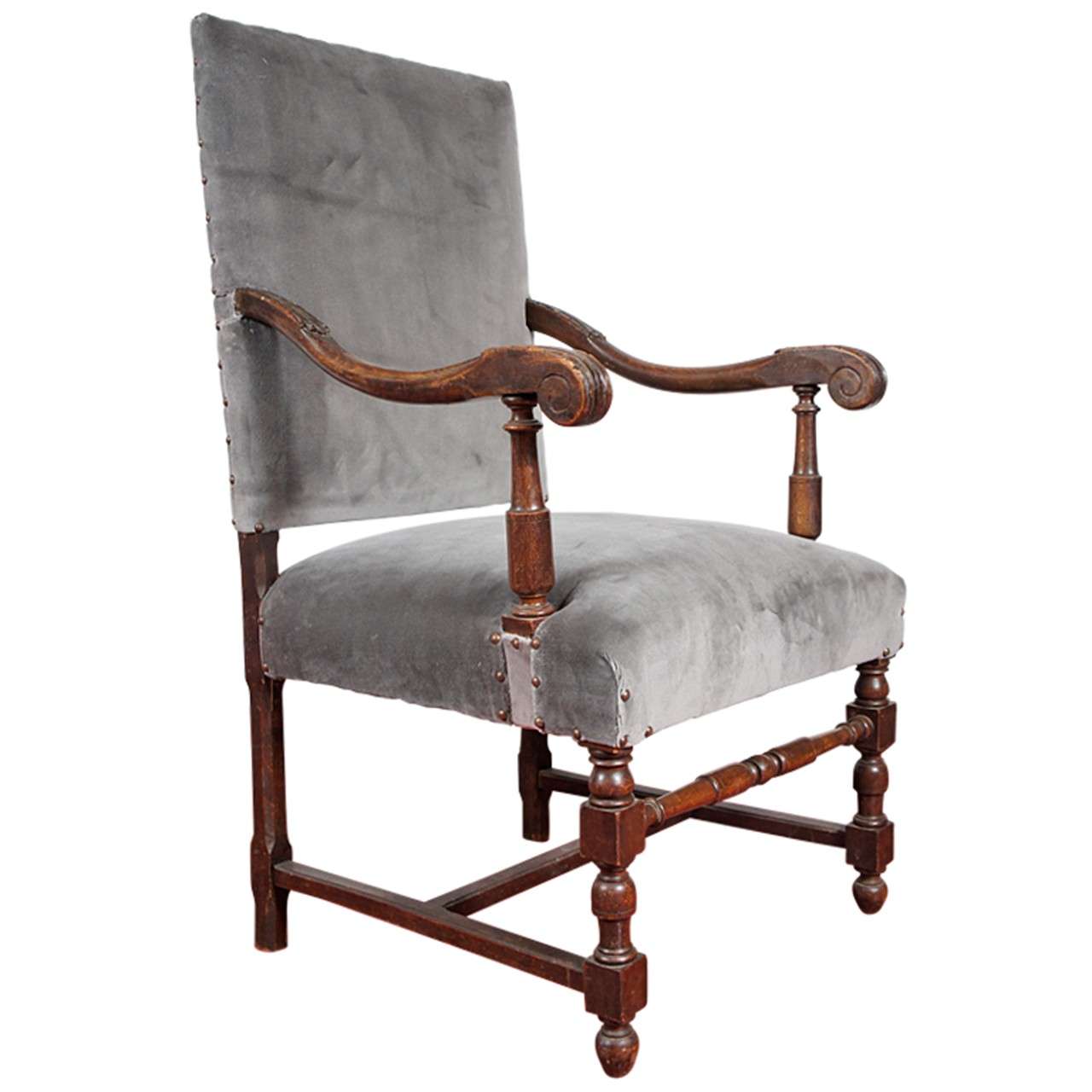 Louis XIV Style Throne Arm Chair For Sale at 1stDibs
