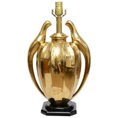 Retro Iconic, Art Deco Era, REGALLY - "DRAPED BRASS PARROT LAMP"