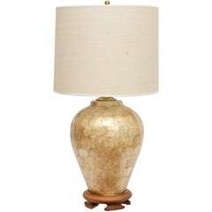 Vintage Luminous Golden Capiz Shell Lamp