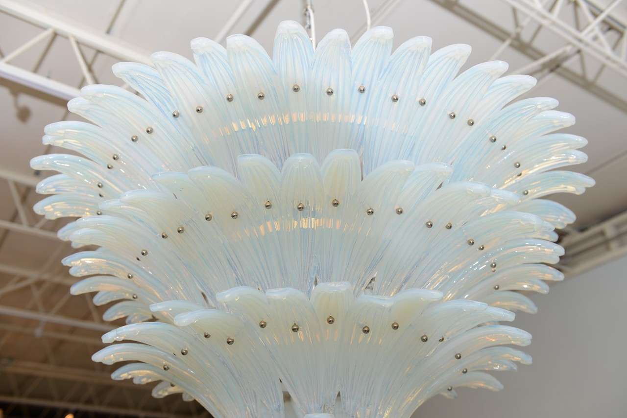 Mid-Century Modern Very Fine and Monumental Sabino Opalescent Glass Chandelier For Sale