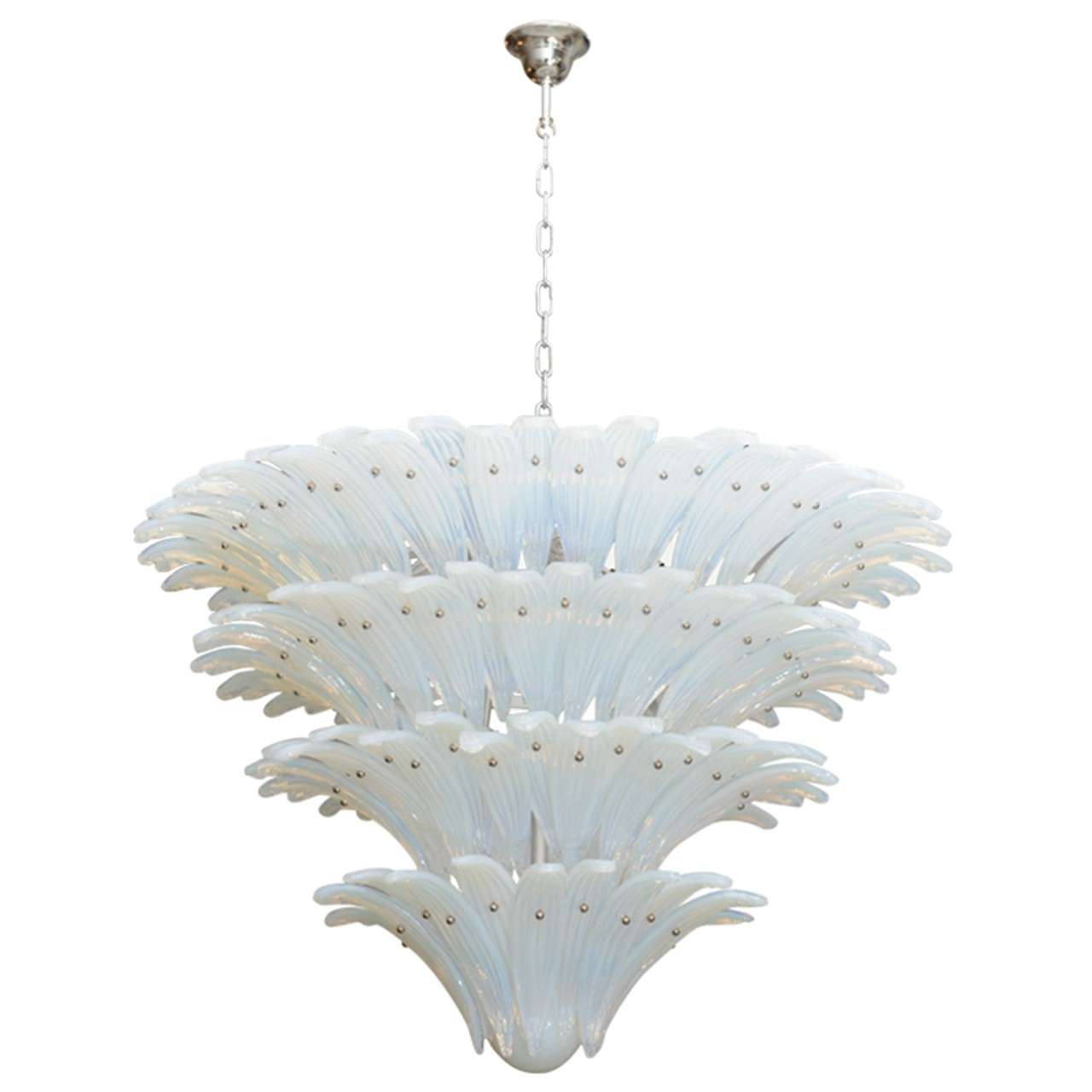 Very Fine and Monumental Sabino Opalescent Glass Chandelier For Sale