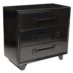 An Italian Modern Black Lacquer 3 Drawer Chest