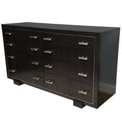 A French Modern Cerused and Ebonised 8 Drawer Chest, manner of Adnet