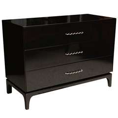 An Italian Modern Black Lacquer 3 Drawer Commode