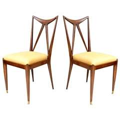 A Pair of Guglielmo Ulrich Mahogany Side Chairs, Italy, 1950s