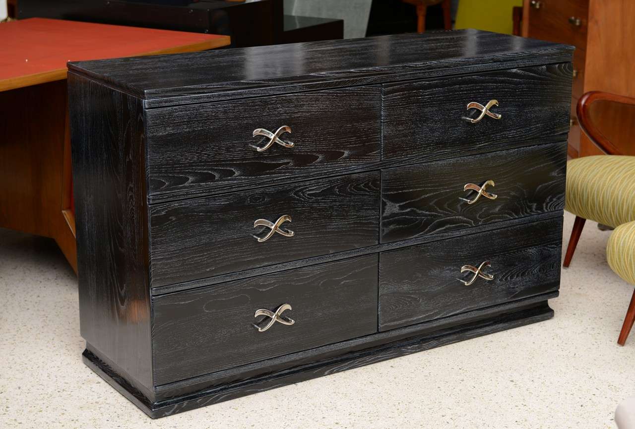 Cerused and Ebonized SixDrawer Chest by Lorin Jackson for Grosfield