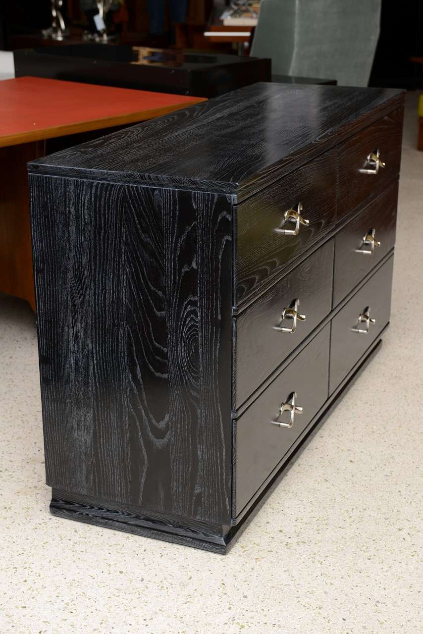 Cerused and Ebonized SixDrawer Chest by Lorin Jackson for Grosfield