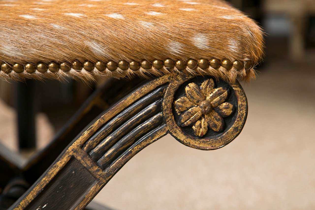 Pair of Russian Neoclassical Style X-form Benches