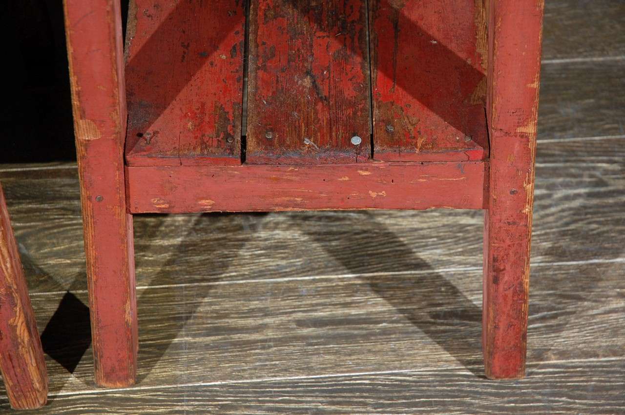 Pair of French Country Red Painted Wooden Planters on Long Splayed Legs  3