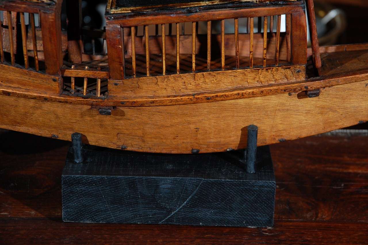 Folk Art Belgian Wooden Boat