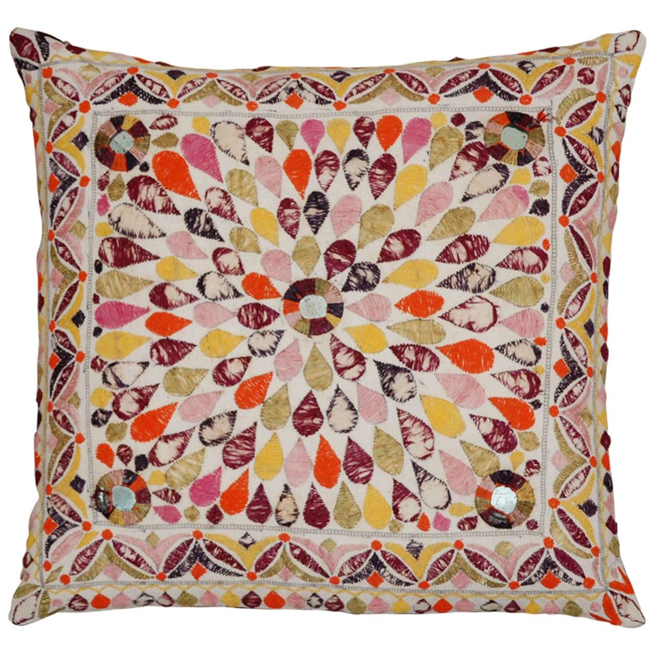 Vintage Gudjarati Shisha Indian Pillow. 