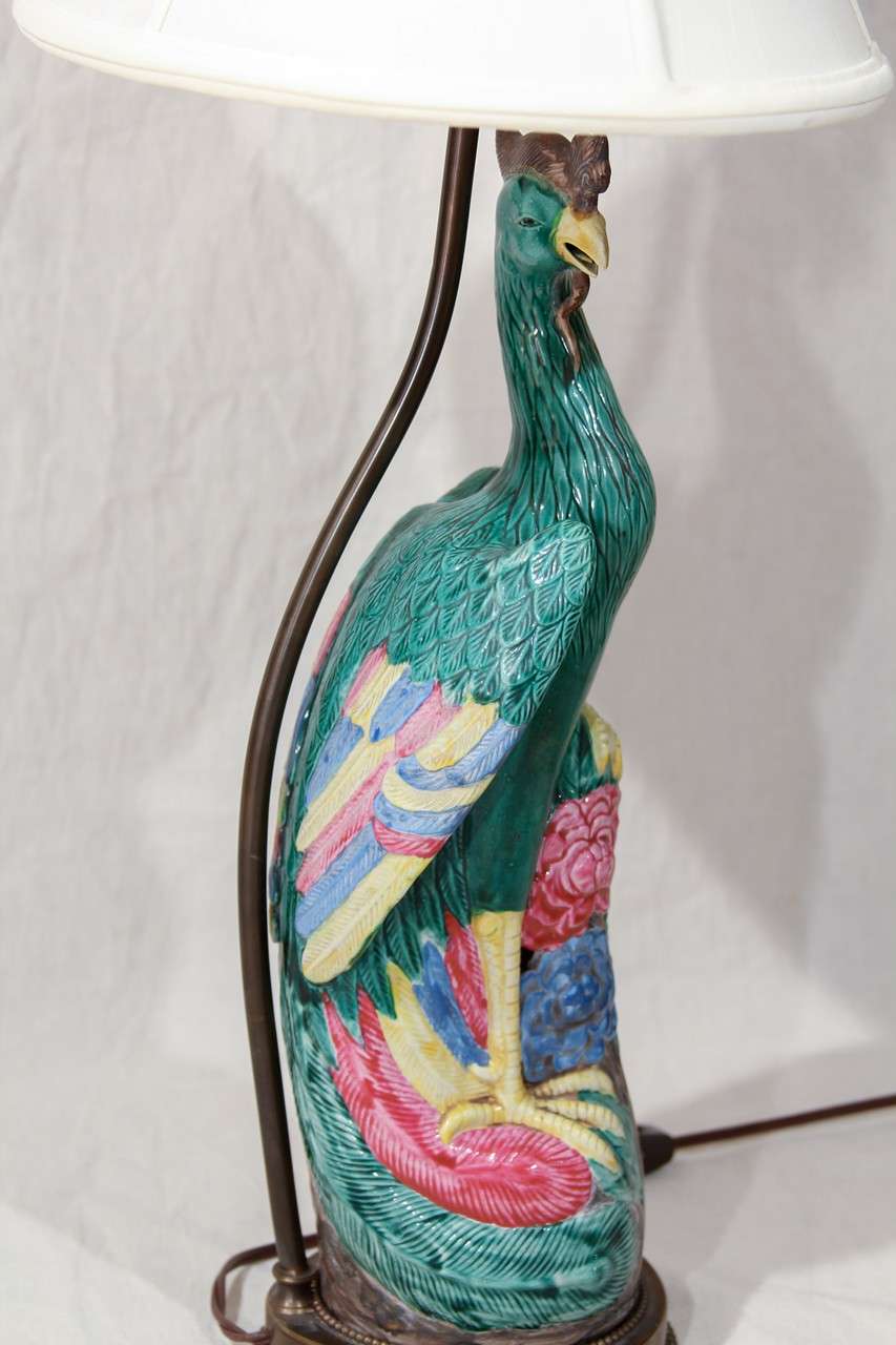 Chinese Porcelain Pheasant Lamp 2