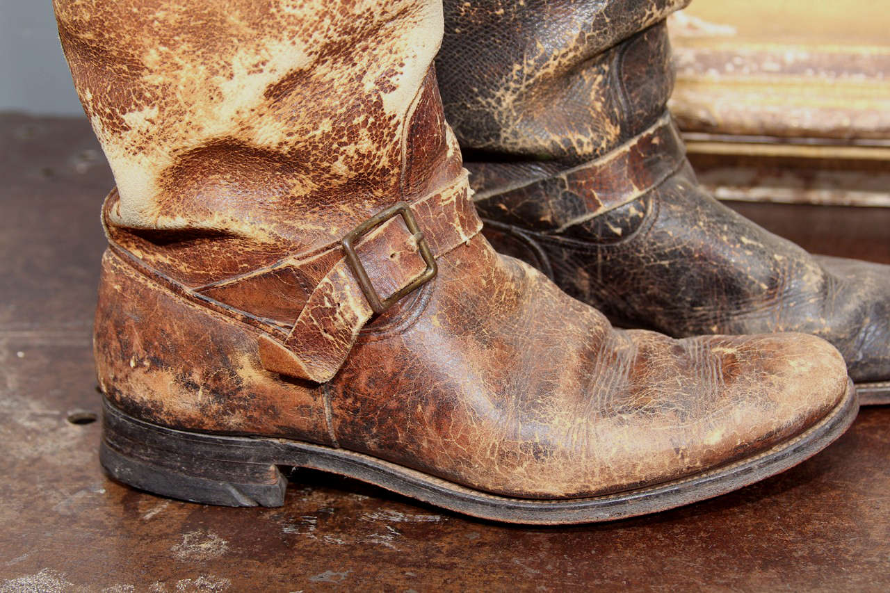 Great Old Pair Cavalry Boots In Distressed Condition In Seattle, WA