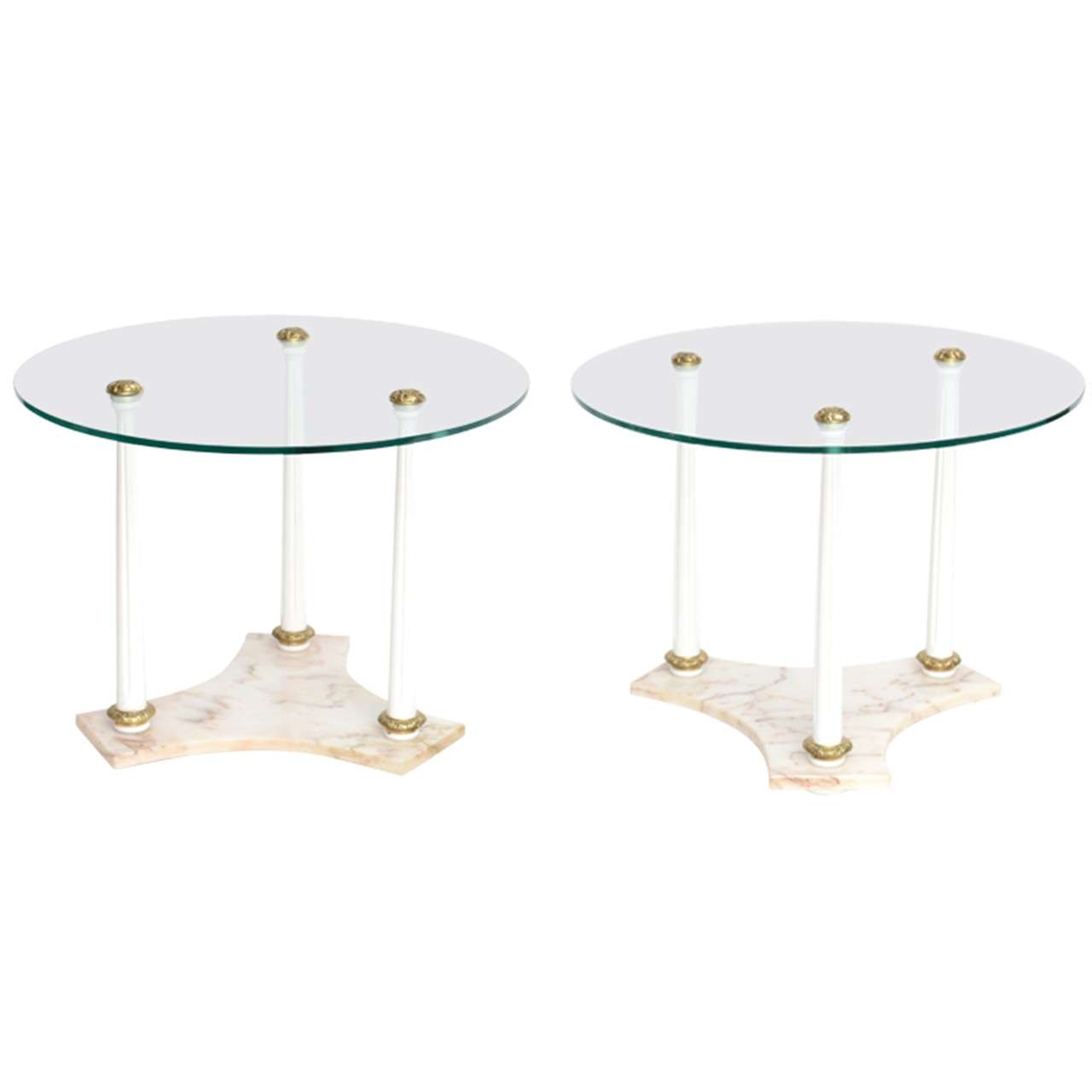 SALE! SALE! SALE! PR/NEOCLASSICAL SIDE TABLES  FLUTED legs marble base For Sale