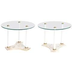 SALE! SALE! SALE! PR/NEOCLASSICAL SIDE TABLES  FLUTED legs marble base
