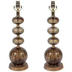 Pair of 1940s Glass Lamps