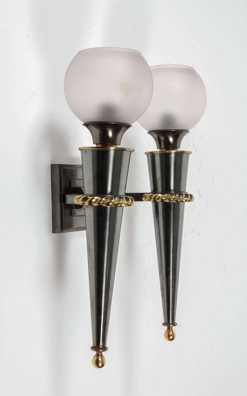 Pair of Sconces by Gilbert Poillerat In Excellent Condition In New York, NY