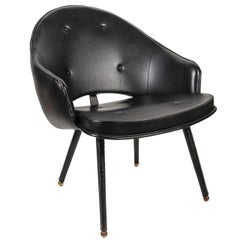 1950s Stitched Leather Armchair by Jacques Adnet
