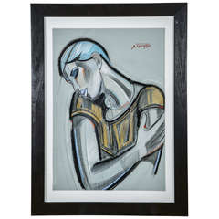'La Garçonne' Pastel by S. Gisclard 9