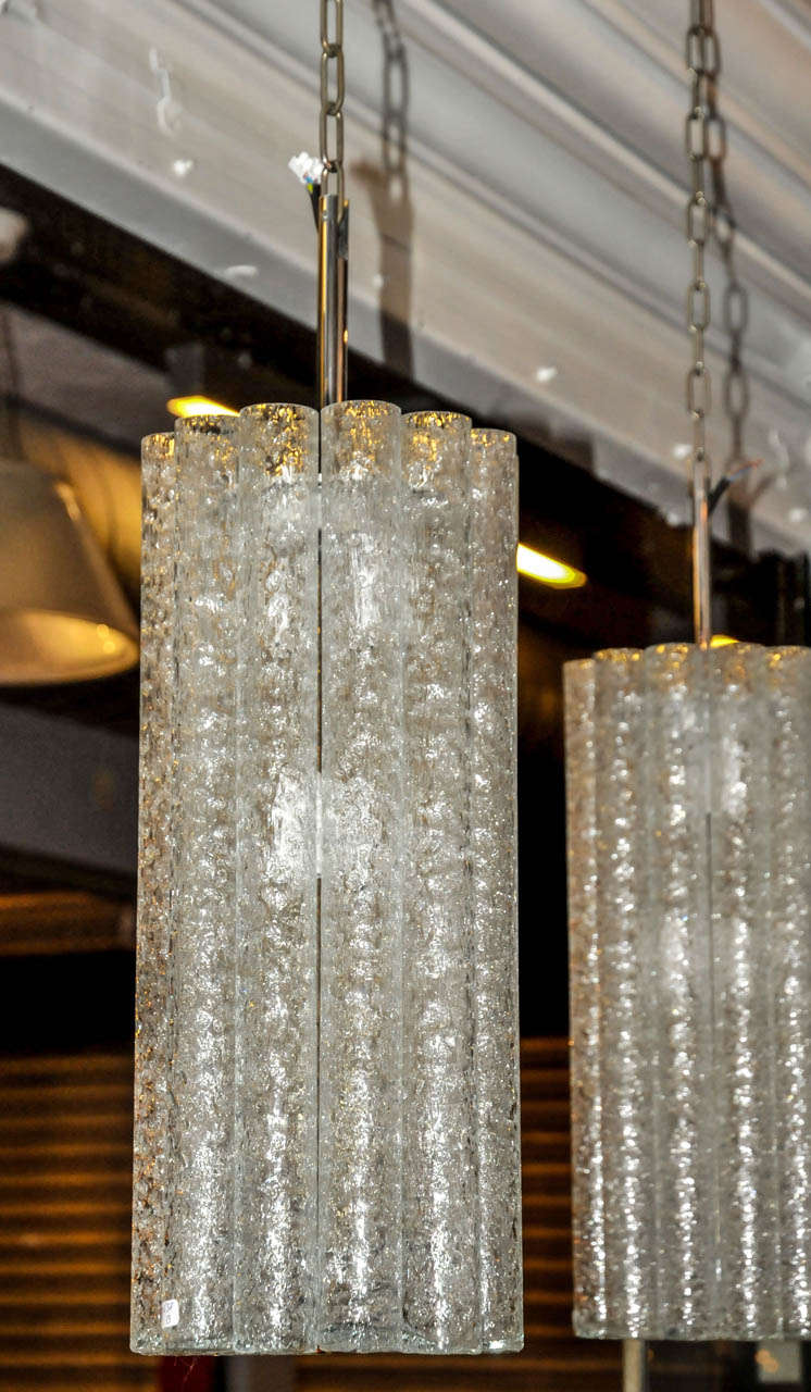 Glass Set of Four 1960-1970's Pendant Lights For Sale