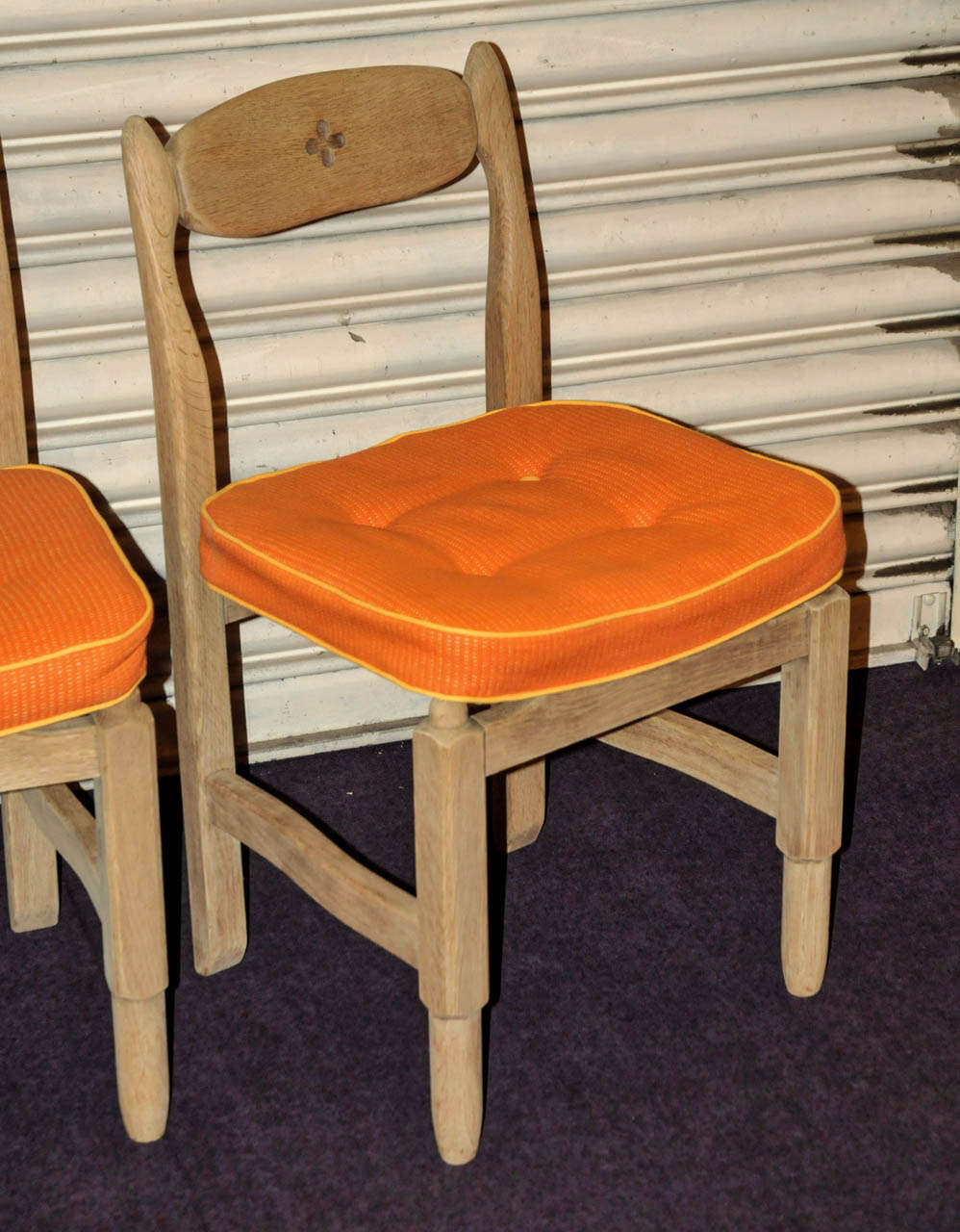 French Set of twelve 1950's Chairs by Guillerme et Chambron For Sale