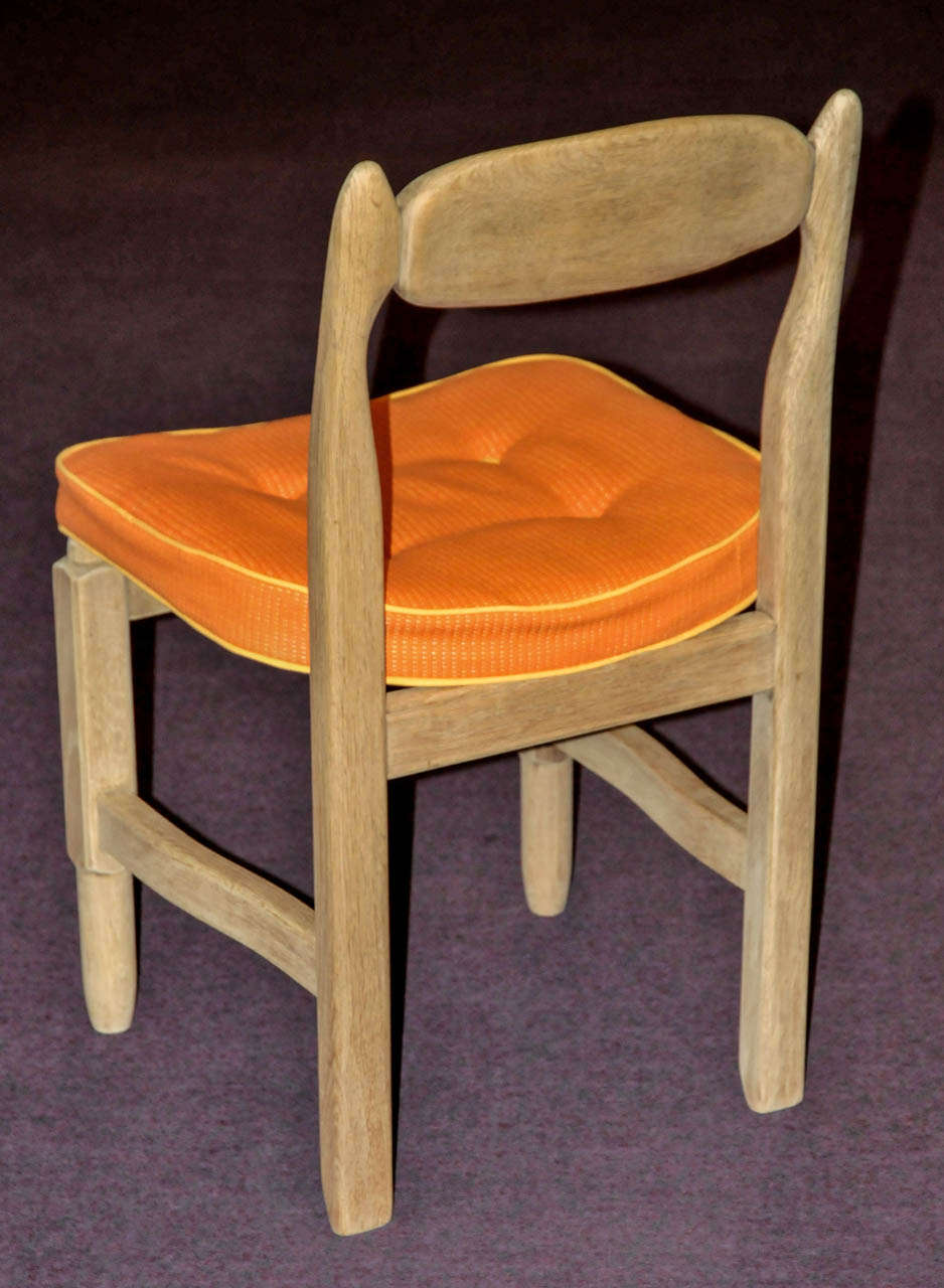 Oak Set of twelve 1950's Chairs by Guillerme et Chambron For Sale