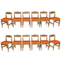 Set of twelve 1950's Chairs by Guillerme et Chambron