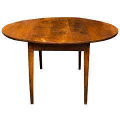 Antique Round French Fruitwood Dropleaf Table, circa 1870