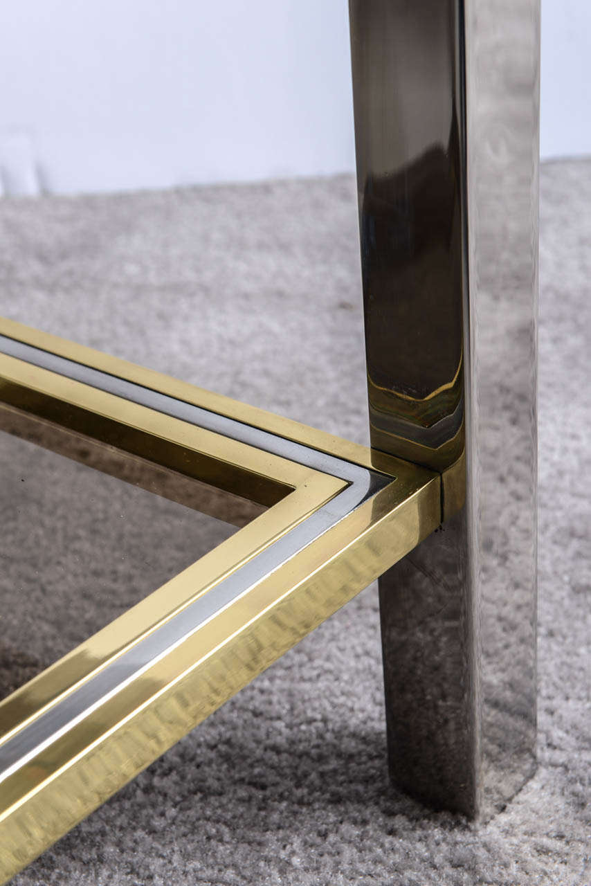 Italian Mid Century Chrome and Brass Coffee Table in the Style of Willy Rizzo 3