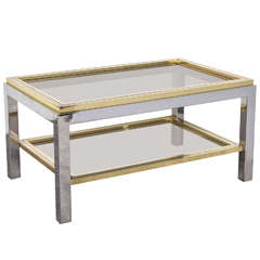 Italian Mid Century Chrome and Brass Coffee Table in the Style of Willy Rizzo 11