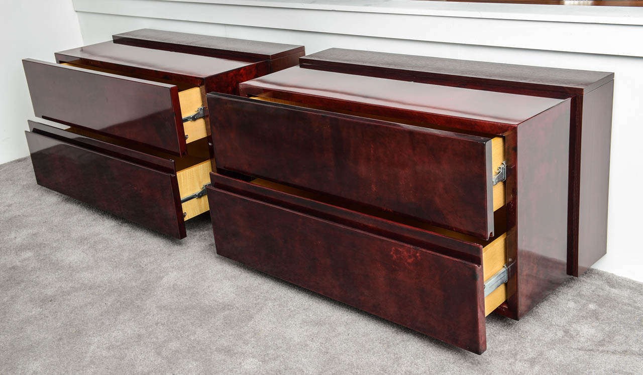 Italian Pair Of Chest Of Drawers Designed By Aldo Tura