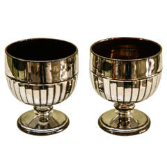 An English Silver Luster Pair of Goblets, c. 1820